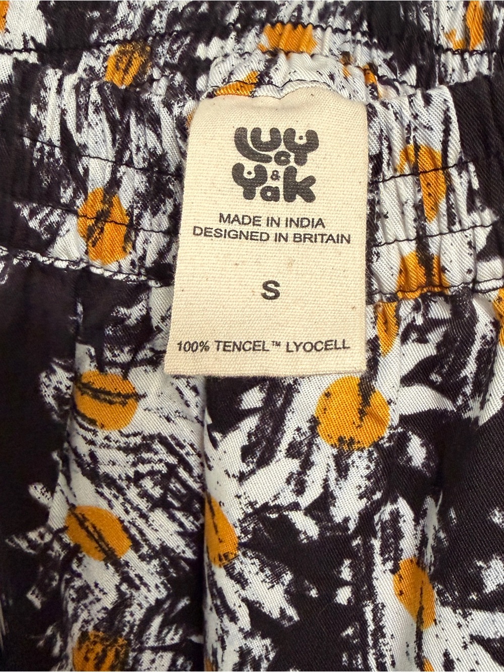 Lucy & Yak Black Floral Brushstroke Maxi Skirt with Yellow Highlights - Picture 3 of 3